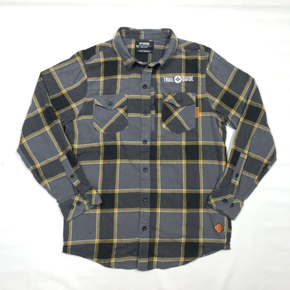 Off the Grid Destroyer Gray Plaid 5-Pocket 100% Cotton Flannel Shirt Mens Med - Picture 1 of 10